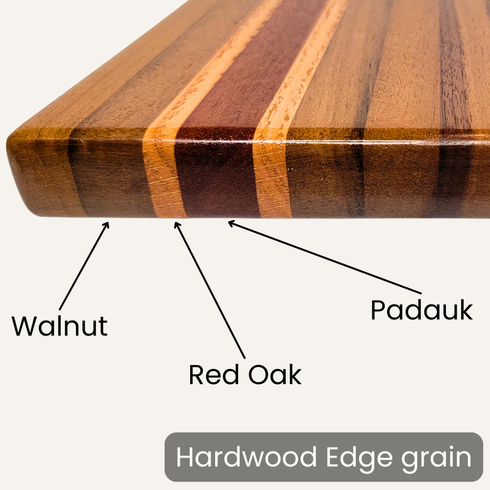 Juego de tabla de quesos Edge Grain con 4 posavasos a juego