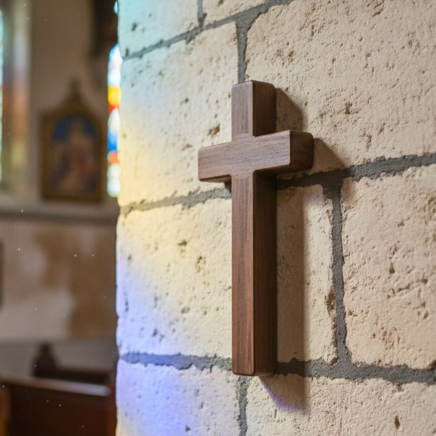 Handmade Walnut Memorial Cross with Hidden Magnetic Compartment