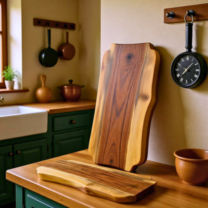 Personalized Live Edge Walnut Cutting Board – 17" Handmade Engraved Serving Board