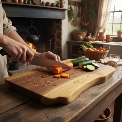 Personalized Live Edge Walnut Cutting Board – 17" Handmade Engraved Serving Board