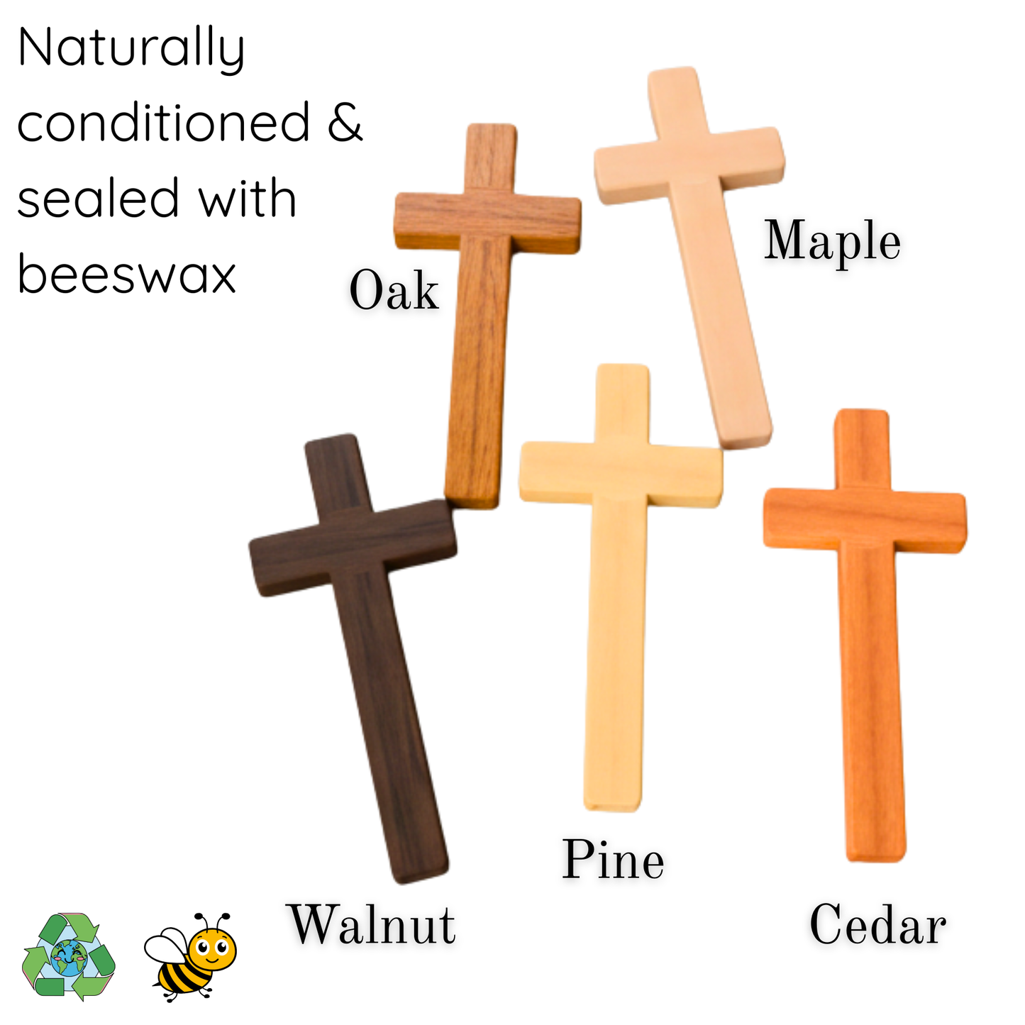 Rustic Handmade Wooden Cross with engraving option – Solid Wood Christian Decor with Natural Oil & Beeswax Finish
