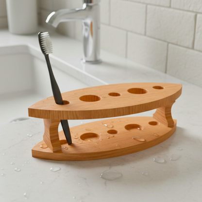 Handmade Cedar Toothbrush Holder with Custom Engraving