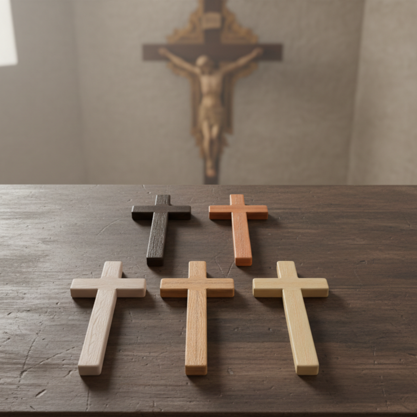 Rustic Handmade Wooden Cross with engraving option – Solid Wood Christian Decor with Natural Oil & Beeswax Finish