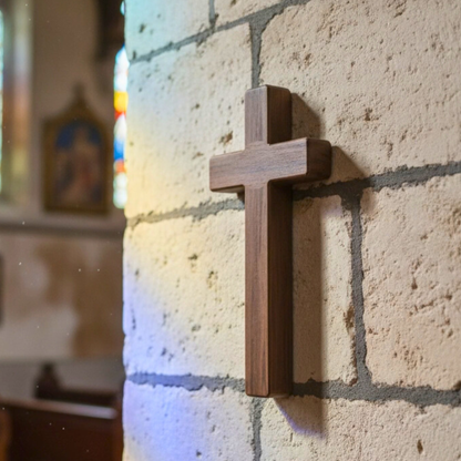 Handmade Walnut Memorial Cross with Hidden Magnetic Compartment