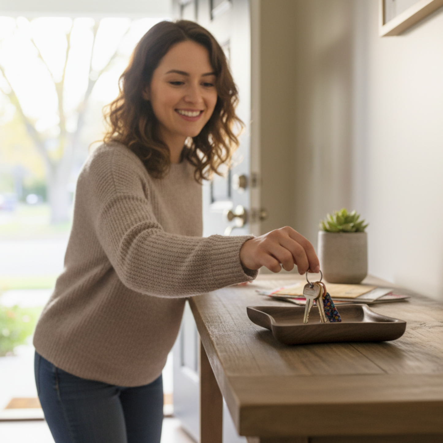 Handmade Wooden Key Tray – Entryway Catchall (Maple or Walnut)