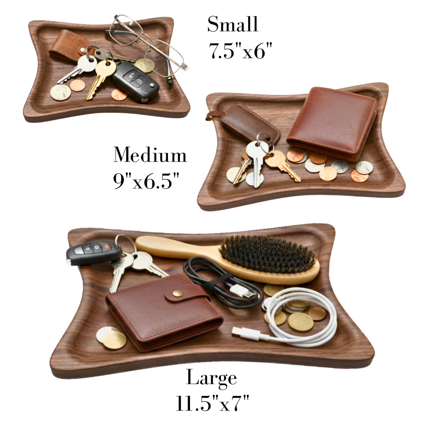 Handmade Wooden Key Tray – Entryway Catchall (Maple or Walnut)
