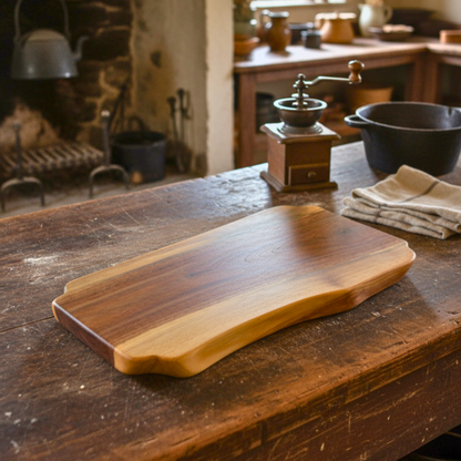 Personalized Live Edge Walnut Cutting Board – 17" Handmade Engraved Serving Board