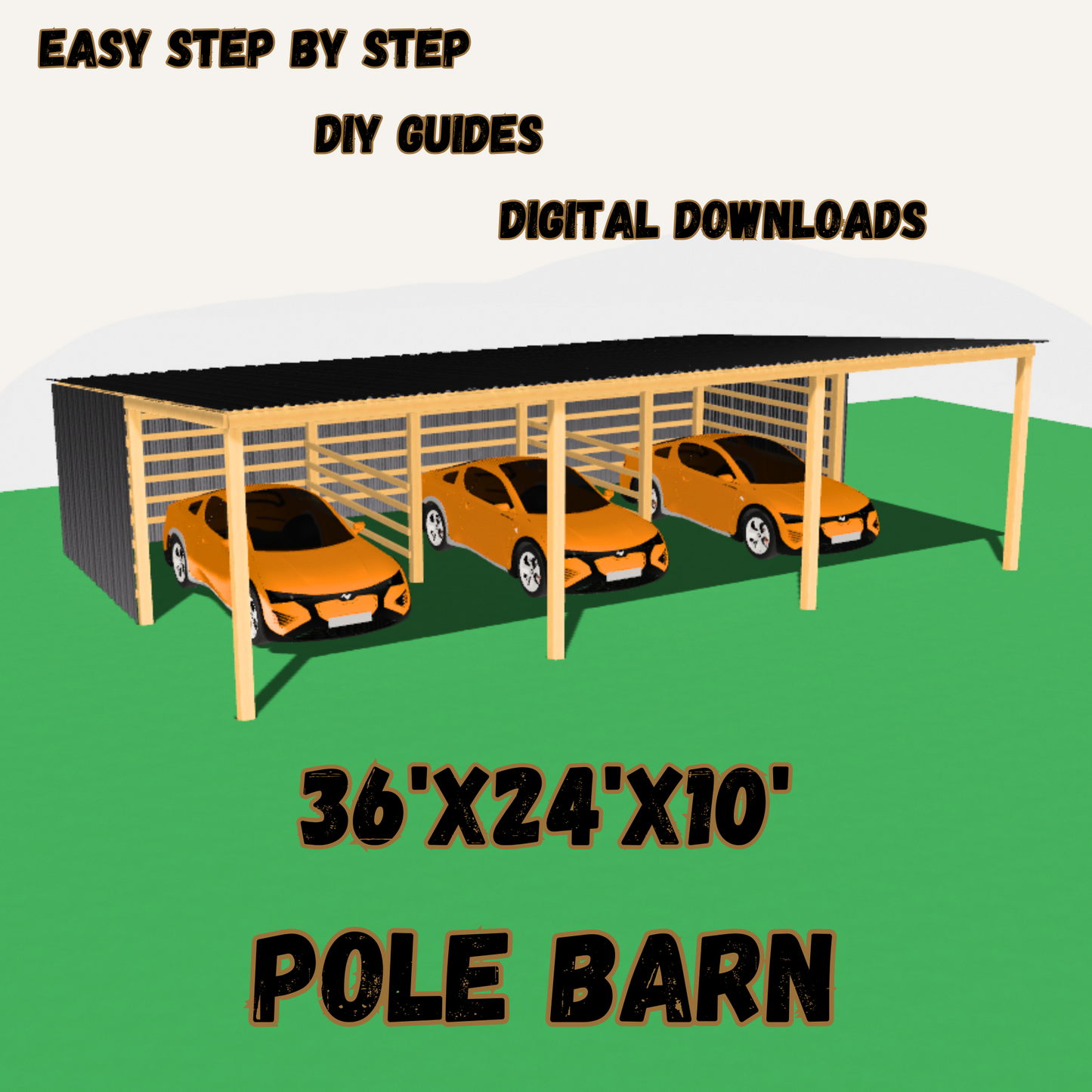 DIY 36x24x10 Pole Barn Plans