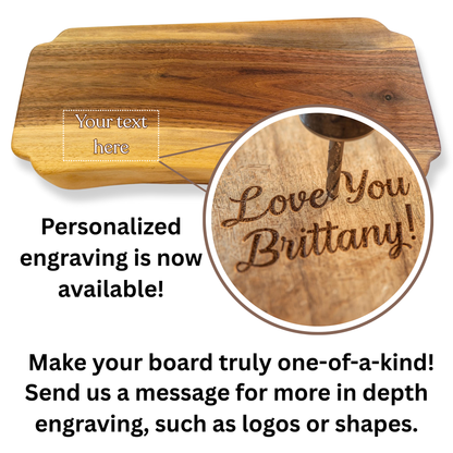 Personalized Live Edge Walnut Cutting Board – 17" Handmade Engraved Serving Board