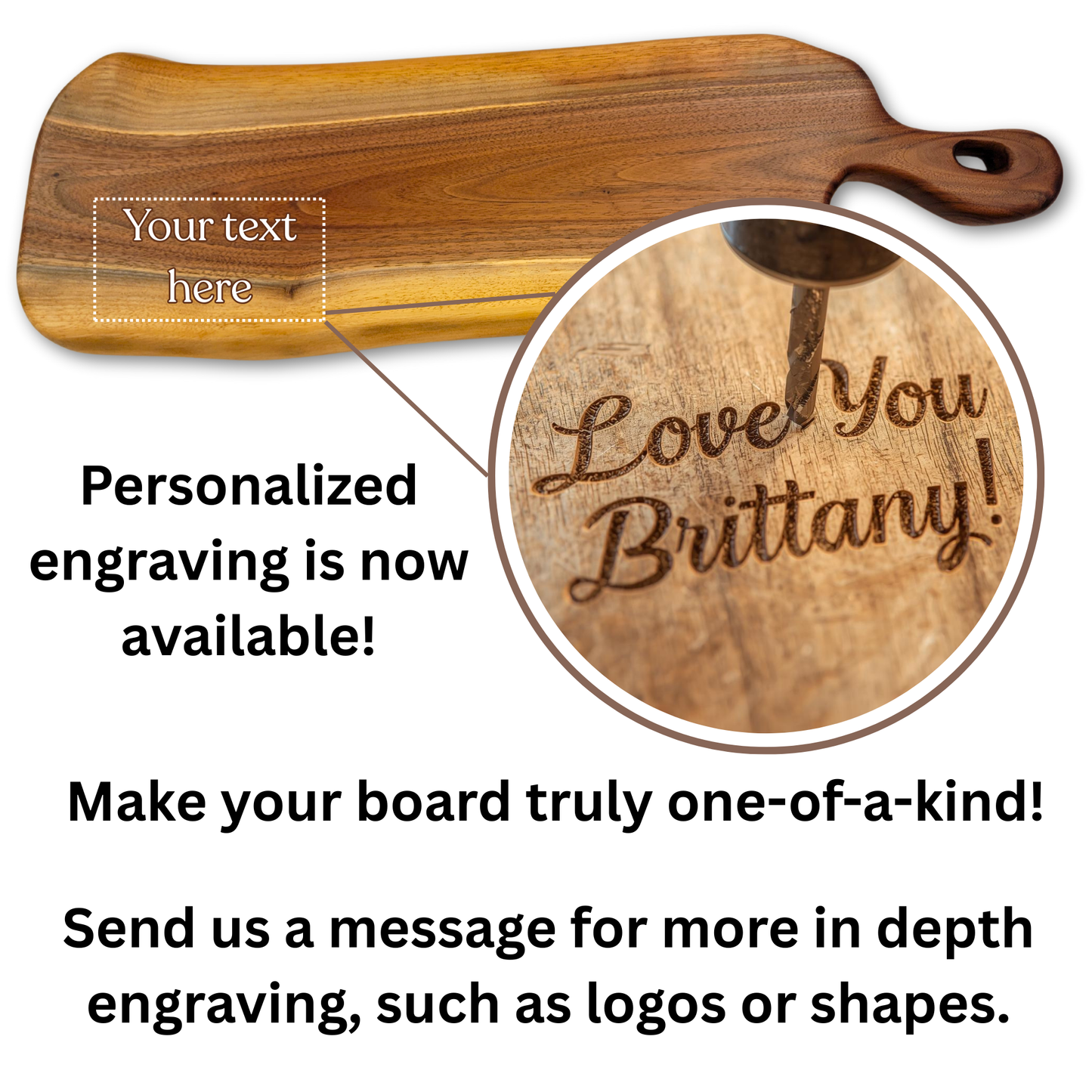 Live Edge Walnut Cutting Board – 24" Handmade, Reversible & Custom Engraved Serving Board