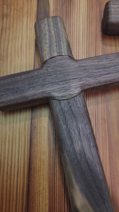 Handmade Walnut Memorial Cross with Hidden Magnetic Compartment